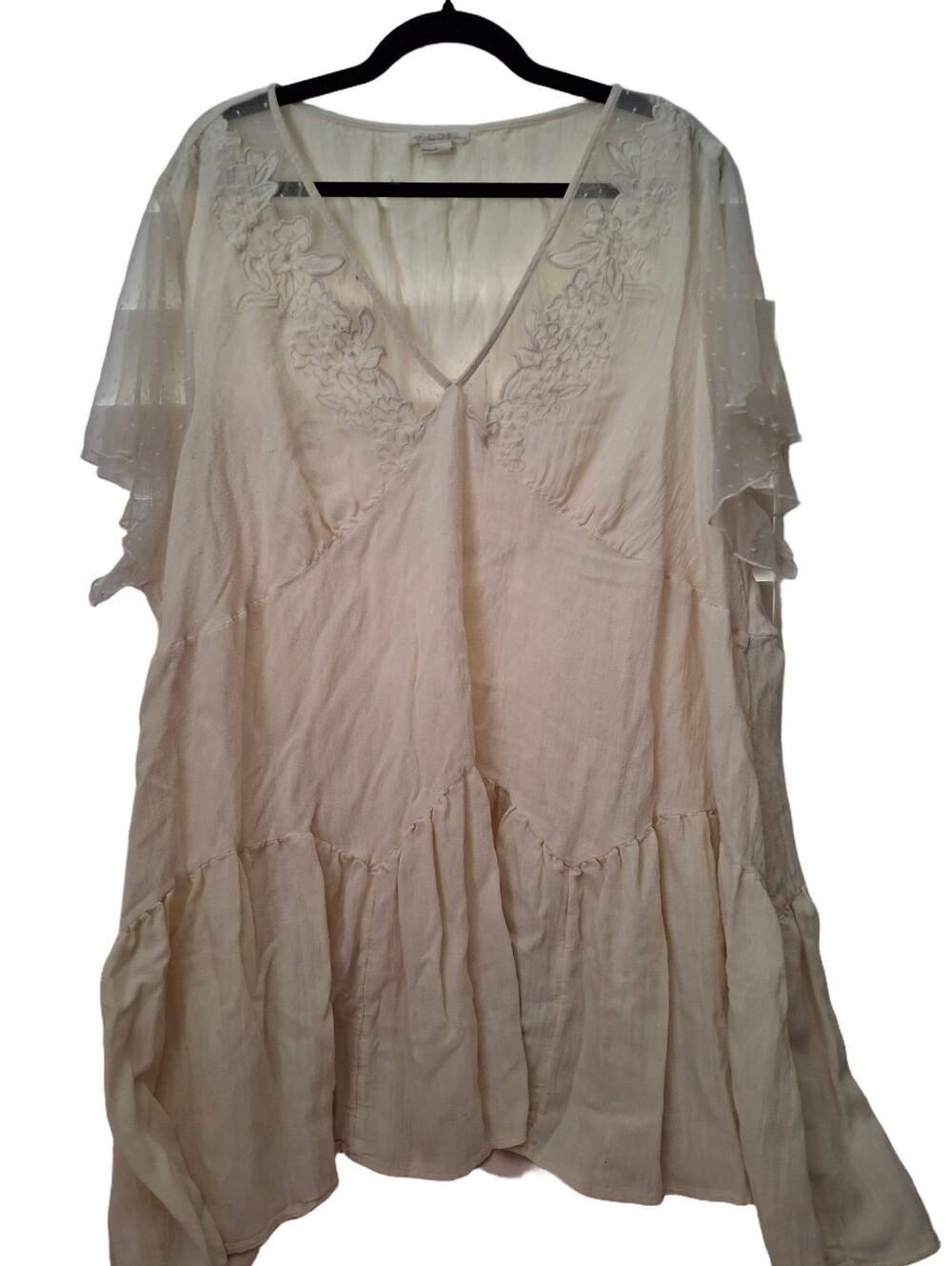 Torrid Festi Women's Cream Lace-Trim Babydoll Cottagecore Festival Sz 4X Dress - Picture 7 of 8